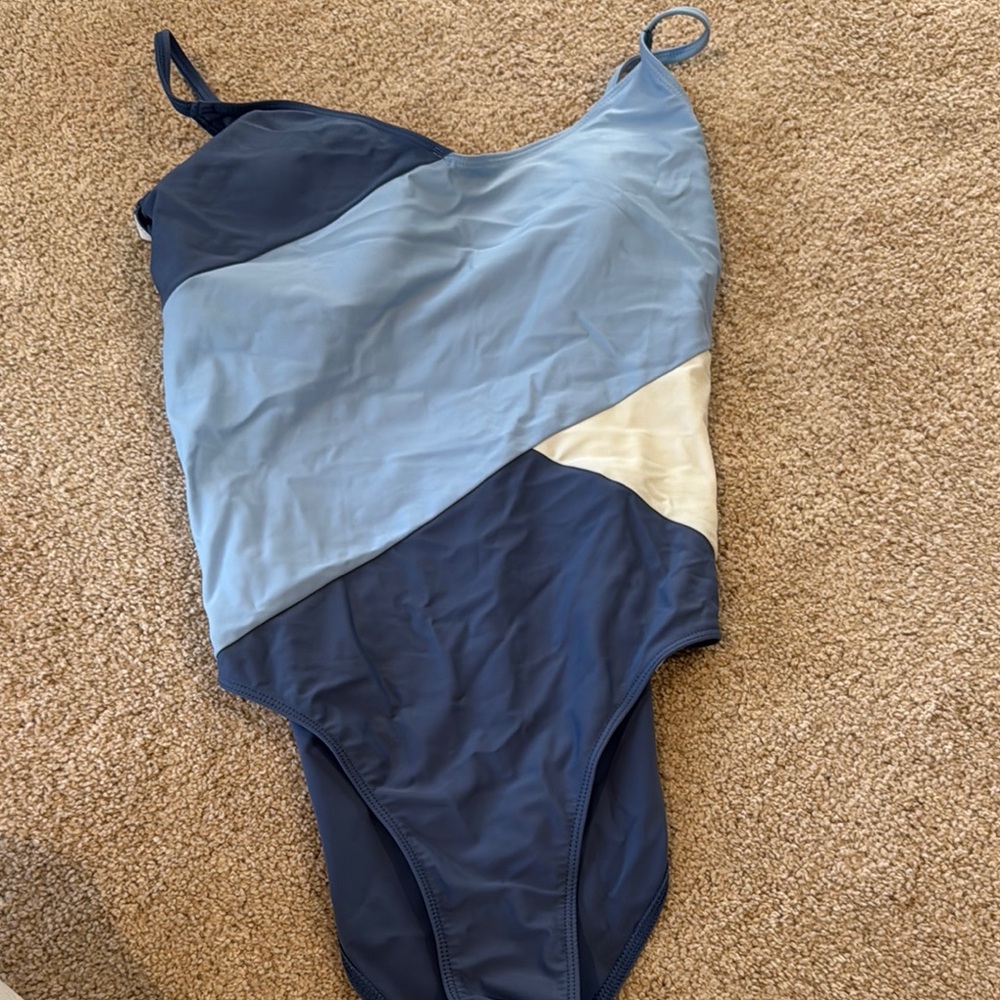 Stylish Kids One Piece Swimsuit in Blue and Cream